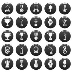 Medal award icon set. Simple illustration of 25 medal award vector icons black isolated
