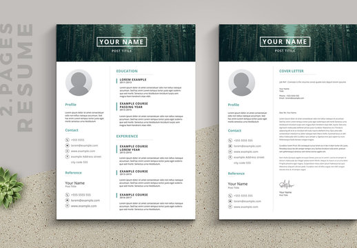 Resume Set with Green Photo Header