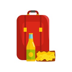 Lunch in backpack icon. Flat illustration of lunch in backpack vector icon for web