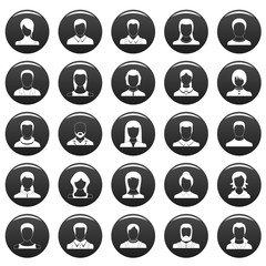 Avatar user icon set. Simple illustration of 25 avatar user vector icons black isolated