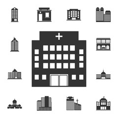Fototapeta premium Hospital building icon. Simple element illustration. Hospital building symbol design from Buildings collection set. Can be used for web and mobile