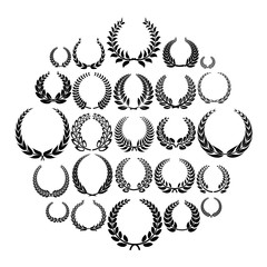 Laurel wreath icons set. Simple illustration of 25 laurel wreath vector icons for web