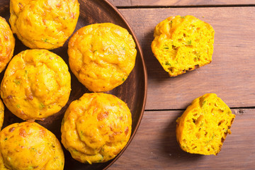 Homemade baked muffins with cheese