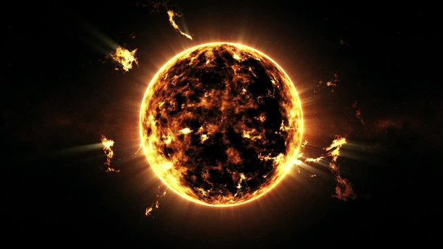 Seamless Looping Animation of a Big Hot Red Sun Star in Space with Shine Effect. 4K Ultra HD