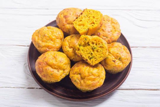 Homemade baked muffins with cheese