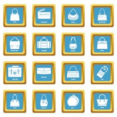 Woman bag types icons set sapphirine square vector