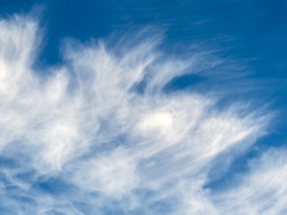 Obraz premium Wispy cloudscape against a blue sky.