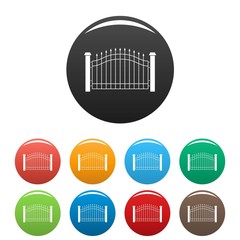 Park fence icon. Simple illustration of park fence vector icons set color isolated on white