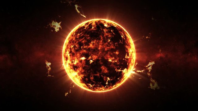 4K Animation of a Big Hot Red Sun Star Explode in Space with Shine Effect