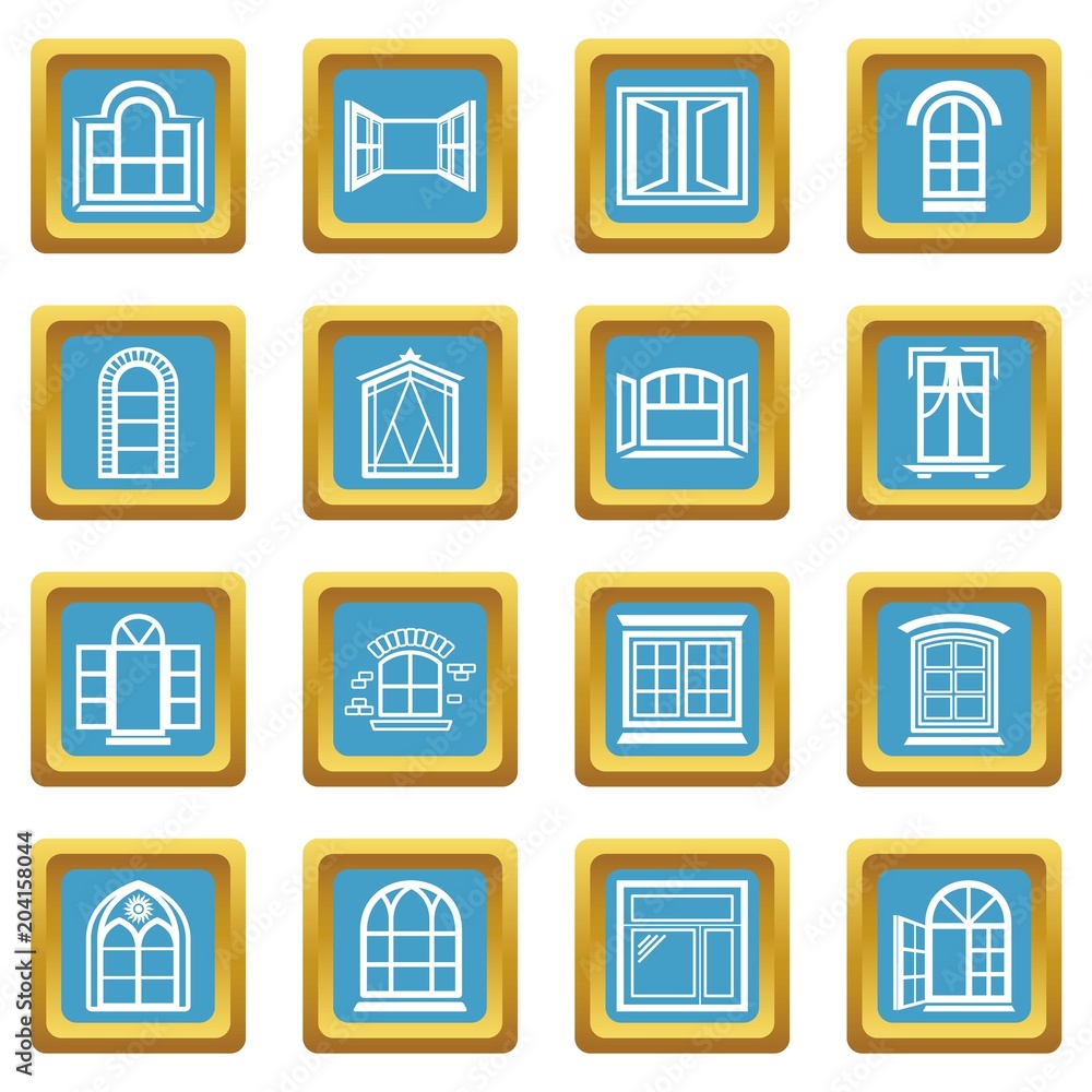 Aufkleber window design icons set sapphirine square vector