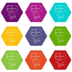 Mousetrap icons set 9 vector