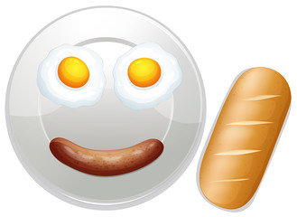 A Funny Breakfast on White Background