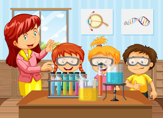 Students and Teacher in Chemistry Class