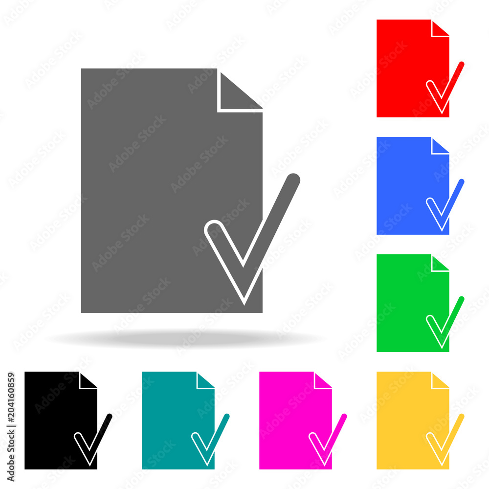 Poster check on a piece of paper icons. elements of human web colored icons. premium quality graphic design