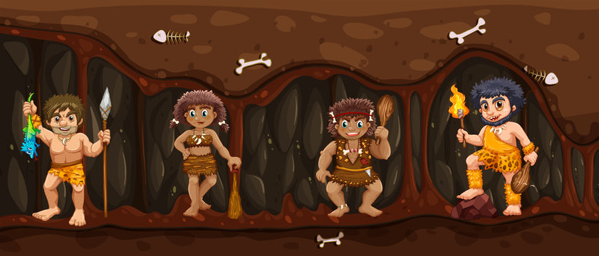 Caveman inside the Dark Cave