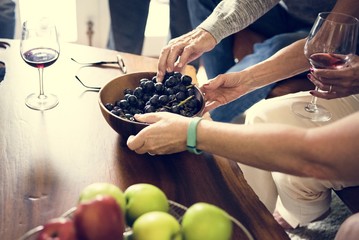 Group of friends gathering together
