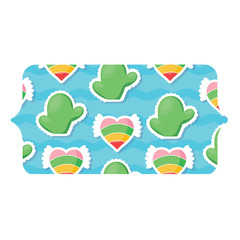 banner with cactus and hearts pattern over white background, colorful design.  vector illustration