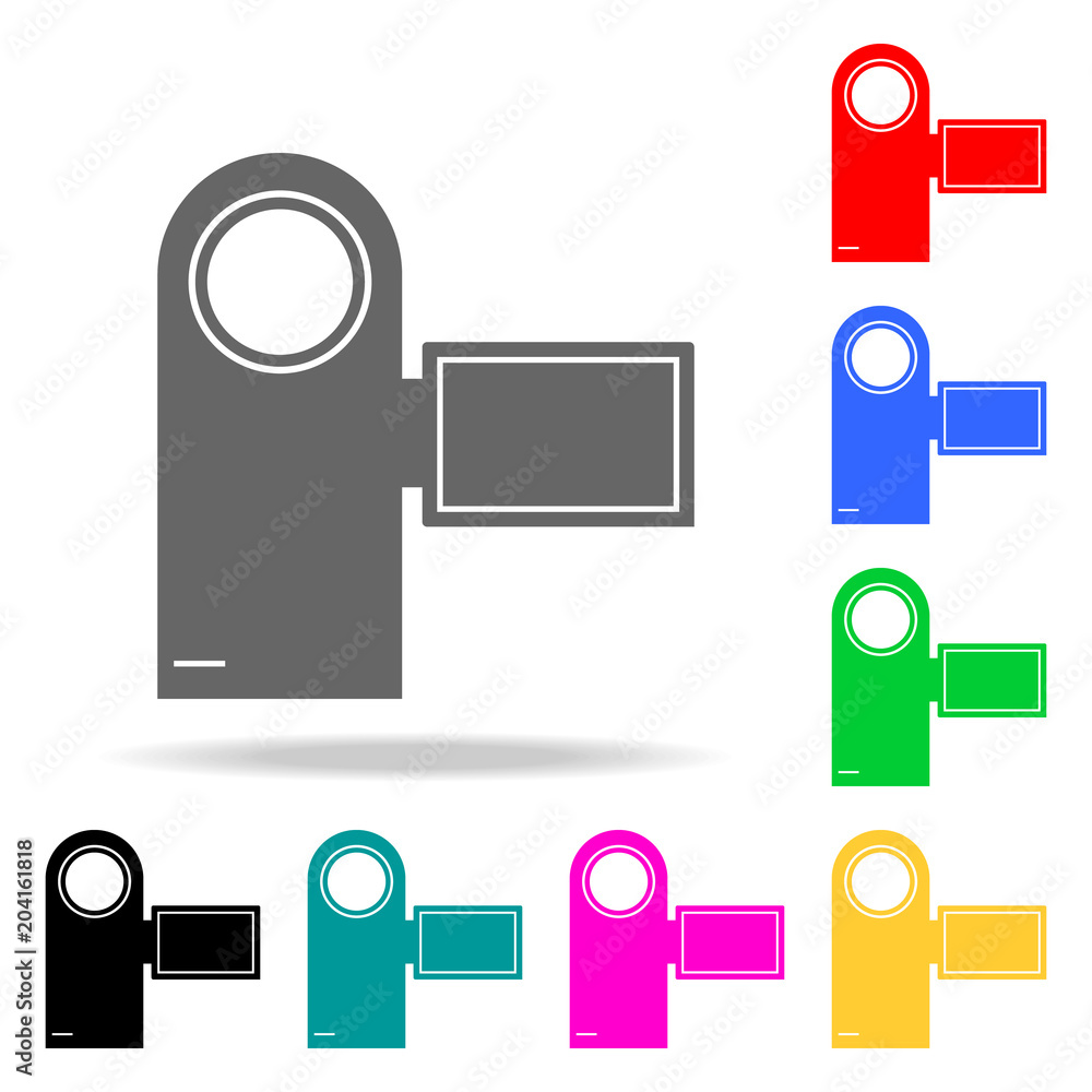 Poster manual video camera icons. elements of human web colored icons. premium quality graphic design icon.