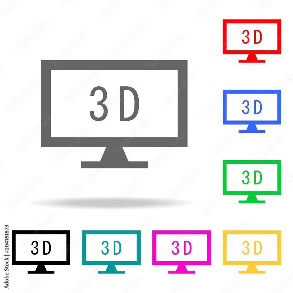 Poster monitor with 3d icons. elements of human web colored icons. premium quality graphic design icon. sim