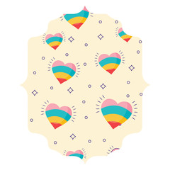 arabic frame with hearts pattern over white background, vector illustration