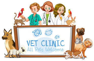 Naklejka premium Vet Clinic Banner on White Background