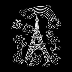 Fototapeta na wymiar Spring Paris Card with Eiffel tower