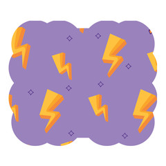 decorative frame with lightning pattern over white background, colorful design. vector illustration