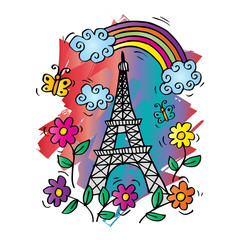 Spring Paris Card with Eiffel tower