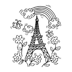 Fototapeta na wymiar Spring Paris Card with Eiffel tower
