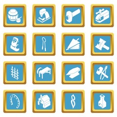 Blacksmith tools icons set sapphirine square vector