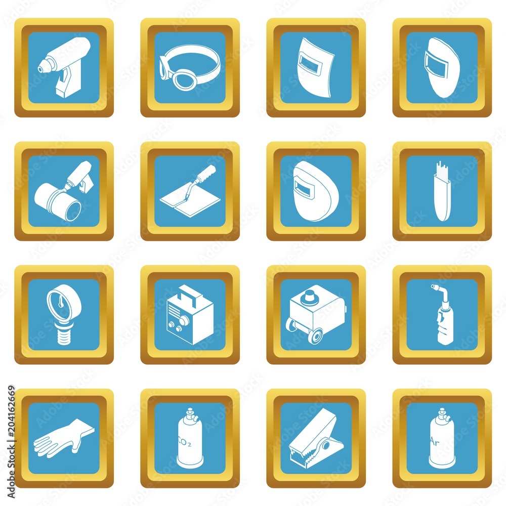 Aufkleber welding tools icons set sapphirine square vector