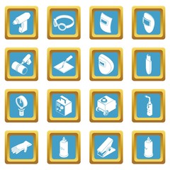 Welding tools icons set sapphirine square vector