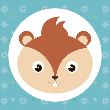 cute chipmunk head tender character vector illustration design
