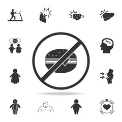 ban on hamburgers  icon. Detailed set of obesity icons. Premium graphic design. One of the collection icons for websites, web design, mobile app