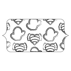 banner with cactus and hearts pattern over white background, vector illustration