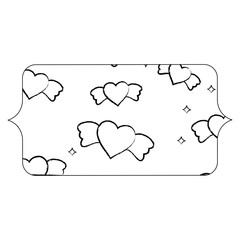 banner with heart with wings pattern over white background, vector illustration