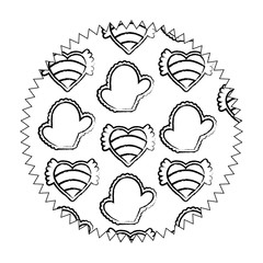seal stamp with cactus and hearts pattern over white background, vector illustration