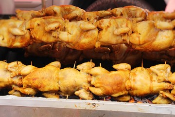 Rotating chicken is delicious at street food
