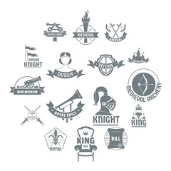 Knight medieval logo icons set, simple style
