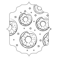 arabic frame with donuts pattern over white background, vector illustration