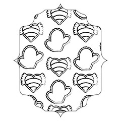 arabic frame with cactus and hearts pattern over white background, vector illustration