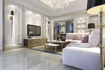Fototapeta na wymiar 3d rendering luxury and modern living room and dining room