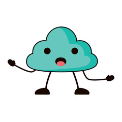 kawaii surprised cloud icon over white background, vector illustration