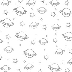 background with ufo and stars pattern, vector illustration