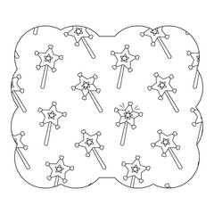 decorative frame with magic wand pattern over white background, vector illustration