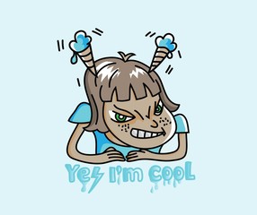 Cool Girl Cartoon, art vector illustration design