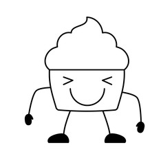 kawaii happy cupcake icon over white background, vector illustration