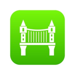 Tower bridge icon green vector