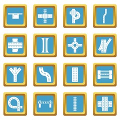 Road parts constructor icons set sapphirine square vector