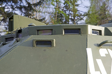 Russian military equipment close-up. In the city. Peaceful time. Surveillance devices